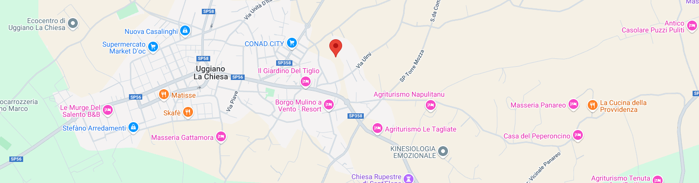 Mappa dei dintorni di Petra Suite - Uggiano La Chiesa e dintorni